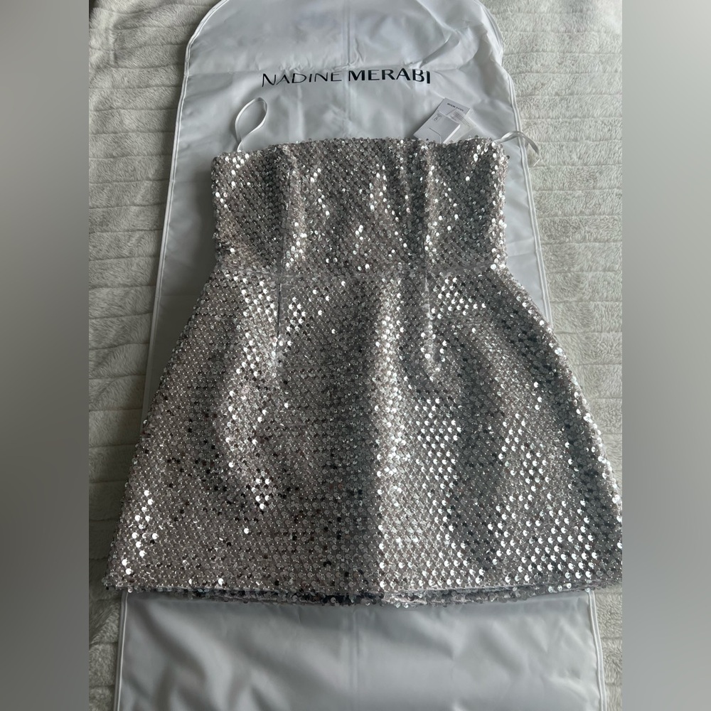 NADINE MERABI Silver Strapless Dress - Picture 5 of 5